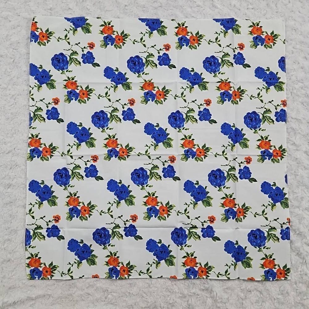 Lemlem Blue and Red Floral Purse Scarf 22.5"